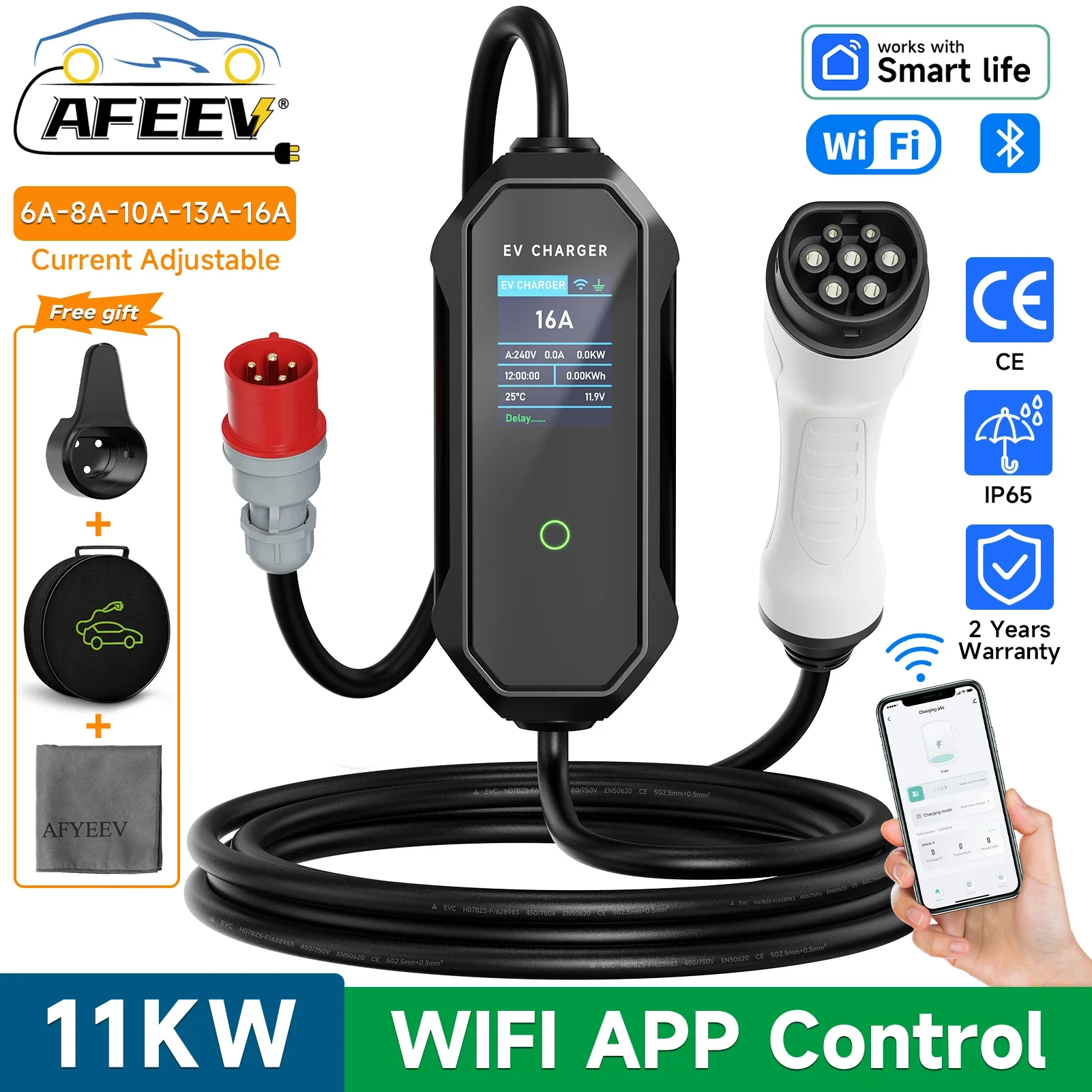 AFEEV 11KW Type 2 EV Charger 1 - Type 2 Portable Ev Charger 11Kw Cee 评论和价格